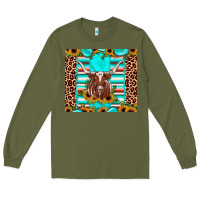 Army Green texas longhorn sunflower gemstone Long Sleeve Tee - JahusDesignShop