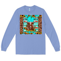 Colony Blue texas longhorn sunflower gemstone Long Sleeve Tee - JahusDesignShop