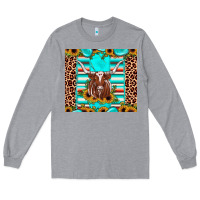 Heather Grey texas longhorn sunflower gemstone Long Sleeve Tee - JahusDesignShop