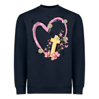 Navy heart cross Heavyweight Sweatshirt - MaliasSmallBusiness