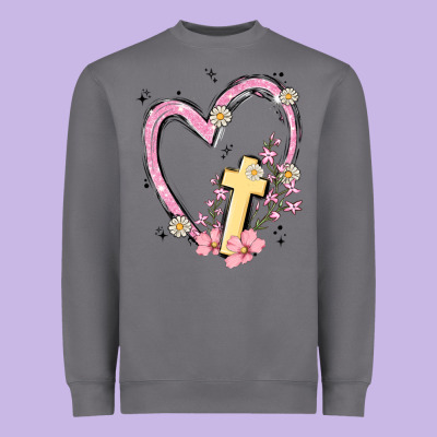 Heart Cross Heavyweight Sweatshirt Designed By Maliassmallbusiness