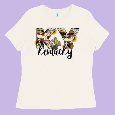 Kentucky State Cowhide Serape Cactus Ladies Tee Designed By Ranaportraitstore