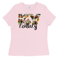 Bubblegum Pink kentucky state cowhide serape cactus Ladies Tee - RanaPortraitStore