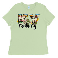 Matcha kentucky state cowhide serape cactus Ladies Tee - RanaPortraitStore