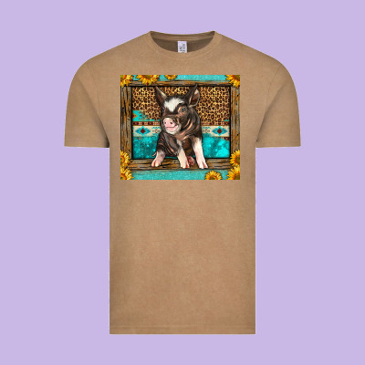 Western Cute Pig Vintage Tee Designed By Lillyallendesigns