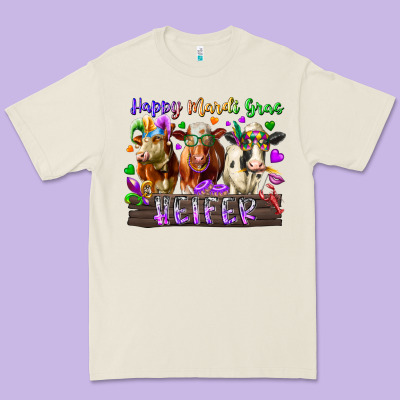 Happy Mardi Gras Heifer Premium Tee Designed By Racoondesign