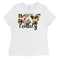 White kentucky state cowhide serape cactus Ladies Tee - RanaPortraitStore