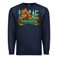 Navy Love Thanksgiving with Turkey Premium Sweatshirt - texasbilliewilder