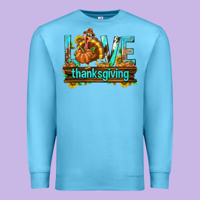 Love Thanksgiving With Turkey Premium Sweatshirt Designed By Texasbilliewilder