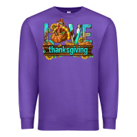 Purple Love Thanksgiving with Turkey Premium Sweatshirt - texasbilliewilder