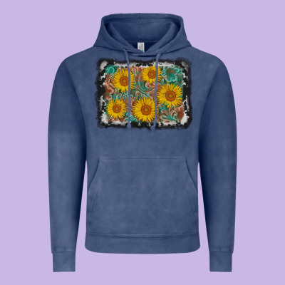 Leather Sunflower Background Vintage Hoodie Designed By Adodesignshop