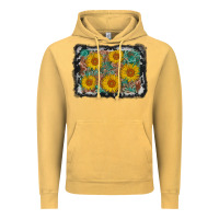 Vintage Mustard leather sunflower background Vintage Hoodie - AdoDesignShop