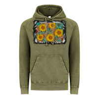 Vintage Olive leather sunflower background Vintage Hoodie - AdoDesignShop