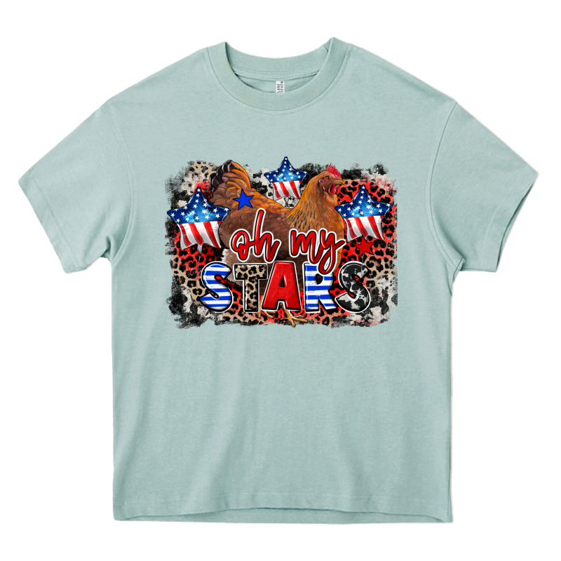 Oh My Stars Chicken 4th Of July Heavy Core Tee by CowGirlArtShop | Teevron
