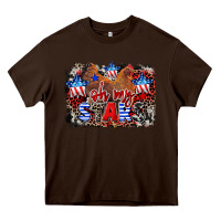 Chocolate Brown Oh my stars chicken 4th of july Heavy Core Tee - CowGirlArtShop