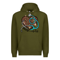 Army Green nurse leopard heart Premium Hoodie - JahusDesignShop
