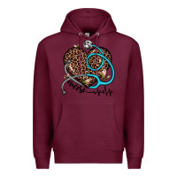 Burgundy nurse leopard heart Premium Hoodie - JahusDesignShop