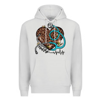 Dove Grey nurse leopard heart Premium Hoodie - JahusDesignShop
