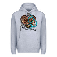 Heather Grey nurse leopard heart Premium Hoodie - JahusDesignShop