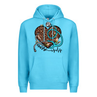 Ocean Blue nurse leopard heart Premium Hoodie - JahusDesignShop