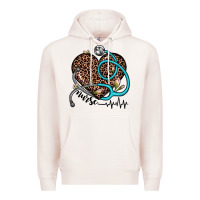 Pale Pink nurse leopard heart Premium Hoodie - JahusDesignShop