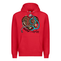 Red nurse leopard heart Premium Hoodie - JahusDesignShop