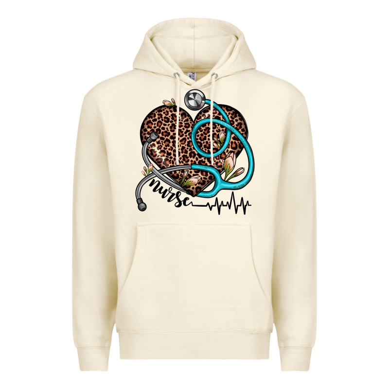 Nurse Leopard Heart Premium Hoodie by JahusDesignShop | Teevron