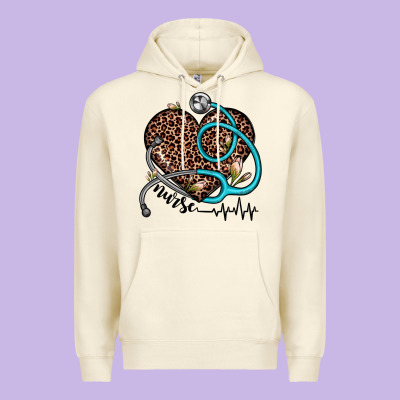 Nurse Leopard Heart Premium Hoodie Designed By Jahusdesignshop