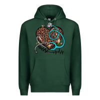 Sports Green nurse leopard heart Premium Hoodie - JahusDesignShop