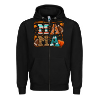 Black Fall American Football Autumn Mama Zipper Hoodie - LillyAllenDesigns