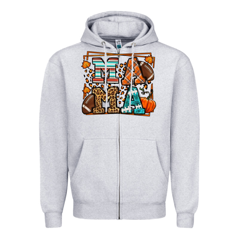 Fall American Football Autumn Mama Zipper Hoodie by LillyAllenDesigns | Teevron