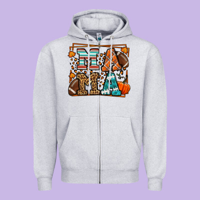 Fall American Football Autumn Mama Zipper Hoodie Designed By Lillyallendesigns