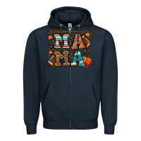 Navy Fall American Football Autumn Mama Zipper Hoodie - LillyAllenDesigns