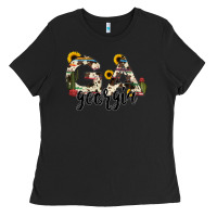 Black georgia state cowhide serape cactus Ladies Tee - RanaPortraitStore