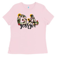 Bubblegum Pink georgia state cowhide serape cactus Ladies Tee - RanaPortraitStore