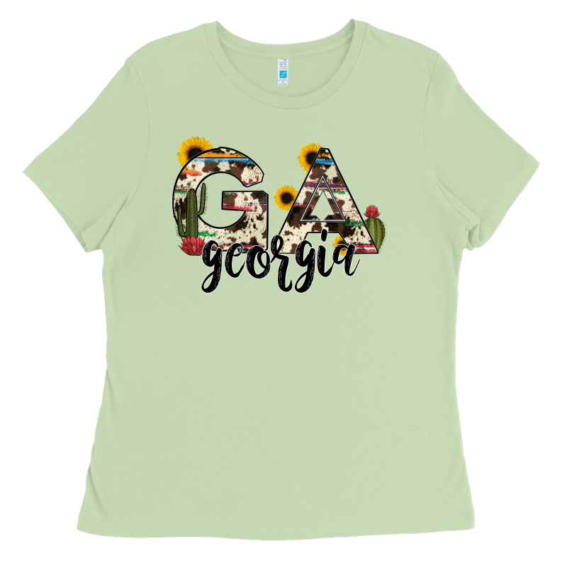 Georgia State Cowhide Serape Cactus Ladies Tee by RanaPortraitStore | Teevron