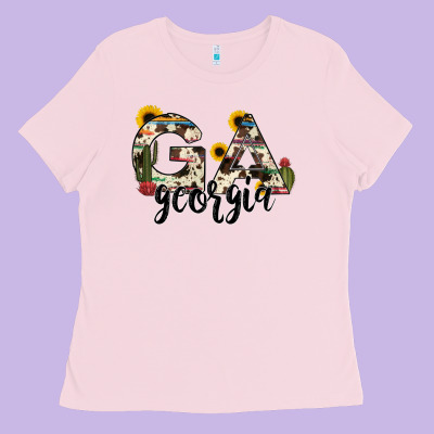 Georgia State Cowhide Serape Cactus Ladies Tee Designed By Ranaportraitstore