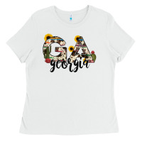 White georgia state cowhide serape cactus Ladies Tee - RanaPortraitStore