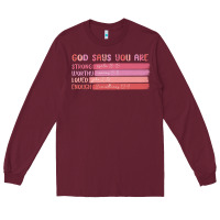 Burgundy god says you are Long Sleeve Tee - MaliasSmallBusiness