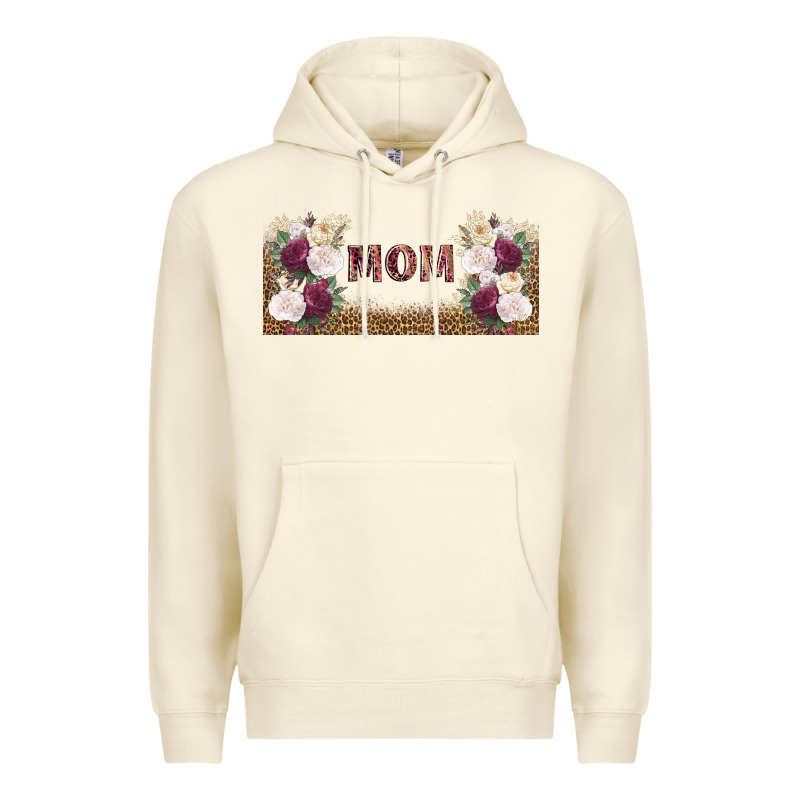Mom Burgundy Flowers With Leopard Premium Hoodie by TumblerDesignByShophia | Teevron