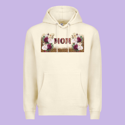 Mom Burgundy Flowers With Leopard Premium Hoodie Designed By Tumblerdesignbyshophia