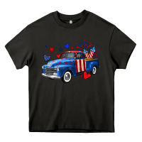 4th Of July American Flag Truck Heavy Core Tee | Teevron