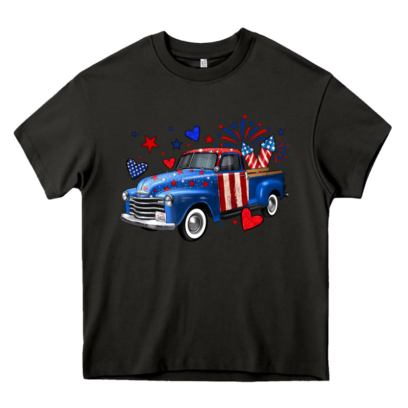 4th Of July American Flag Truck Heavy Core Tee by Neo Western | Teevron