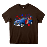Chocolate Brown 4th of July American flag truck Heavy Core Tee - Neo Western