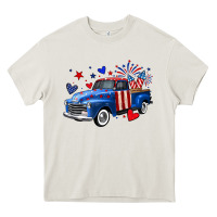 Cream 4th of July American flag truck Heavy Core Tee - Neo Western