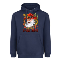 Navy Cowboy Christas Santa Heavyweight Hoodie - NancyCooperArtShop