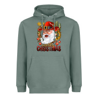Sage Cowboy Christas Santa Heavyweight Hoodie - NancyCooperArtShop