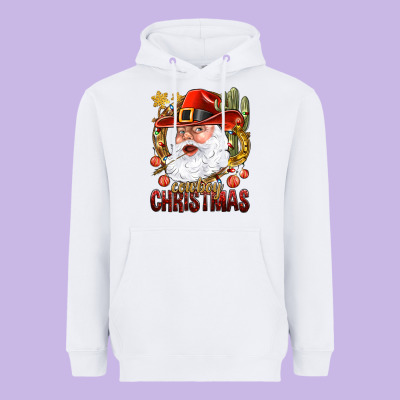 Cowboy Christas Santa Heavyweight Hoodie Designed By Nancycooperartshop