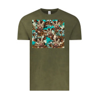 Vintage Olive western cowhide sunflower baby cow Vintage Tee - BarkalooDesign