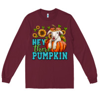 Burgundy Hey there pumpkin Lamb Long Sleeve Tee - NancyCooperArtShop